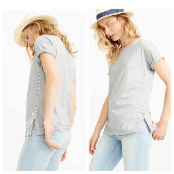 J. Crew Tops - ⚡️J CREW Gray Lace-Up T-Shirt Tunic-NWOT